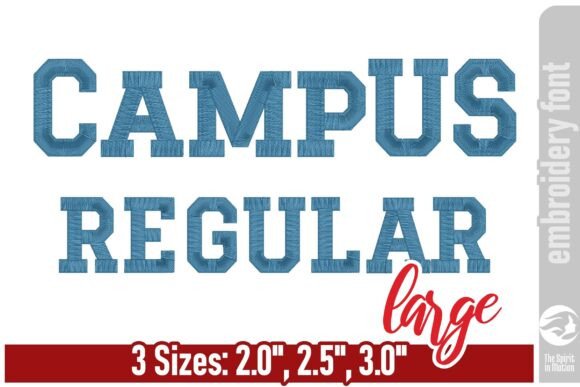 Campus Regular Embroidery Font: Bold Sporty Style for Craft Fair Products