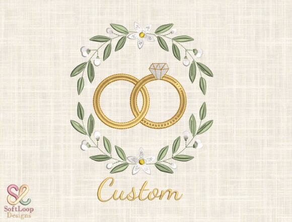 Wedding Rings Embroidery Design for Craft Markets